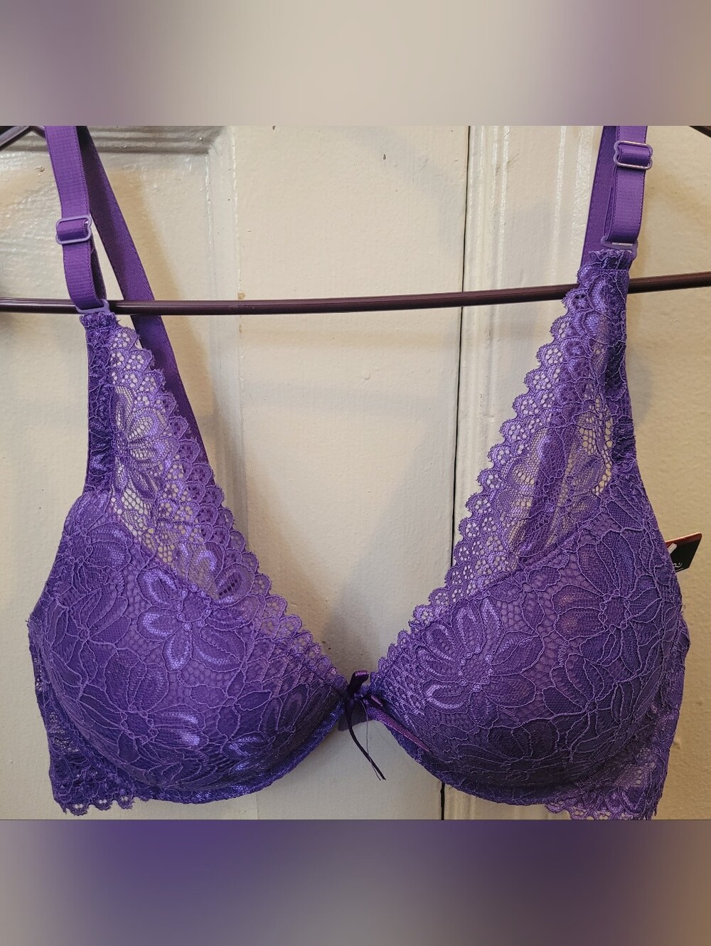 Lace Plunge Bra - Purple